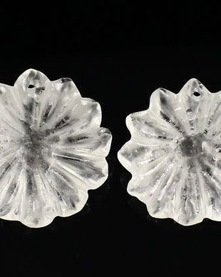5463 - SET Pandantiv / charms, cristal de stanca, efect frosted, floare sculptata