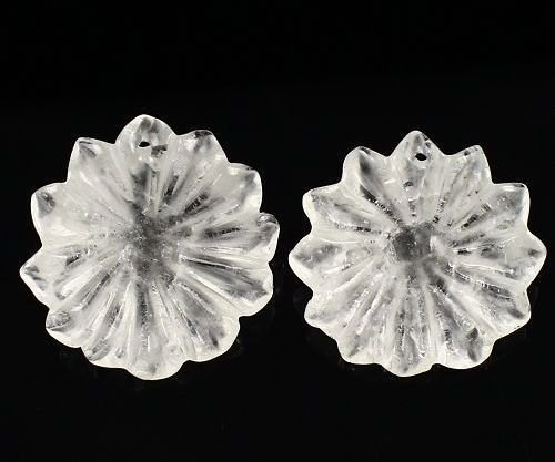 5463 - SET Pandantiv / charms, cristal de stanca, efect frosted, floare sculptata