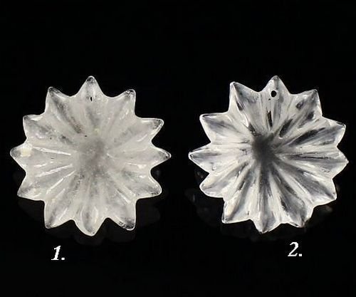 6547 - (1buc) Pandantiv / charms, cristal de stanca, efect frosted, floare sculptata