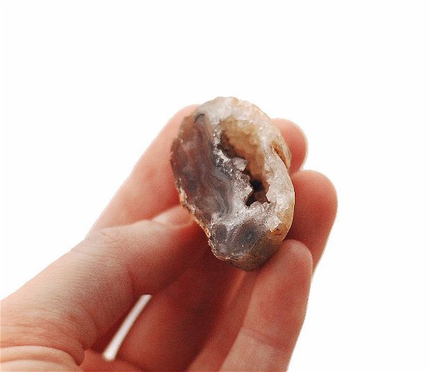 Mini geoda agata  & quartz druzy - Pestera de cristale