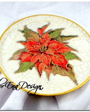 D0249 # Craciunita - farfurie decorativa din lemn