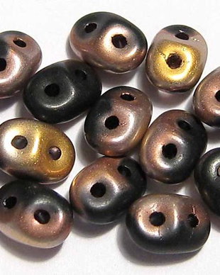 Margele din sticla, Superduo, Matte 1/2/ Coated Jet - Apollo