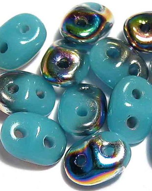 Margele din sticla, Superduo, Vitral - Blue Turquoise