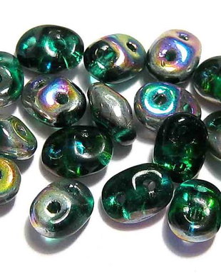 Margele din sticla, Superduo, Vitral - Emerald