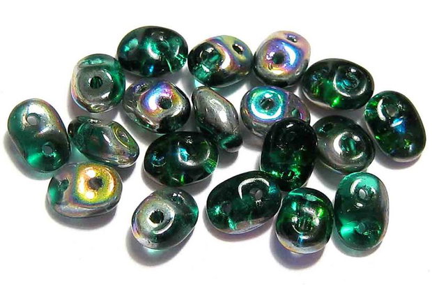 Margele din sticla, Superduo, Vitral - Emerald