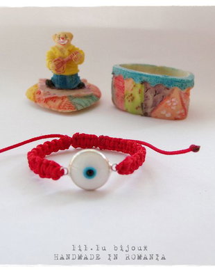 Bratara bebe cu evil eye argint si Cutiuta Cadou Model2