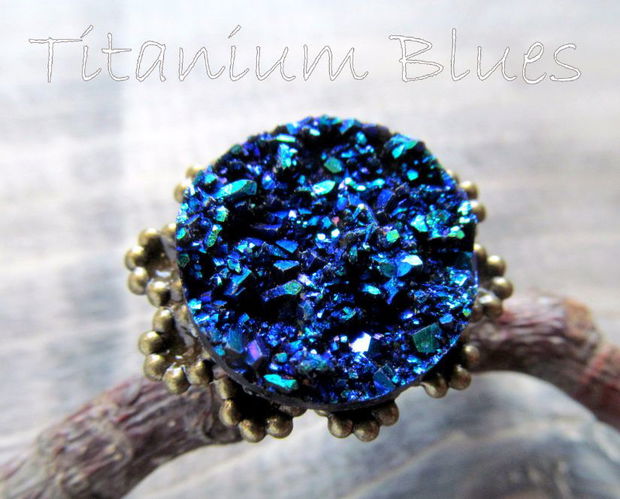 Inel reglabil bronz/druzy BLUES