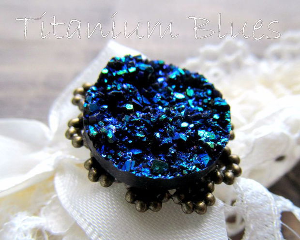 Inel reglabil bronz/druzy BLUES