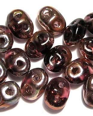 Margele din sticla, Superduo, Copper - Amethyst-20060