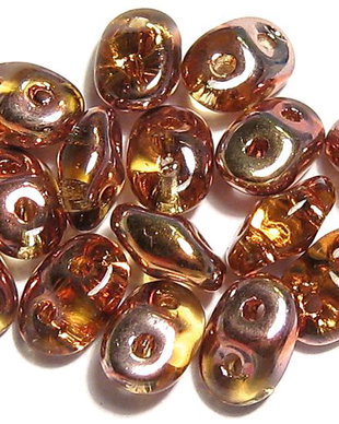 Margele din sticla, Superduo, Copper - Topaz