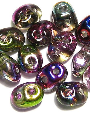 Margele din sticla, Superduo, Crystal Magic Violet-Green-95000CR