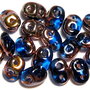 Margele din sticla, Superduo, Sapphire - Capri Gold