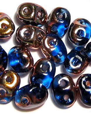 Margele din sticla, Superduo, Sapphire - Capri Gold