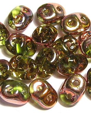 Margele din sticla, Superduo, Olivine - Capri Gold