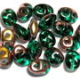 Margele din sticla, Superduo, Emerald - Capri Gold