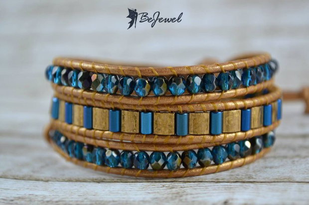 Bratara wrap snur de piele si cristale ''Egypt''