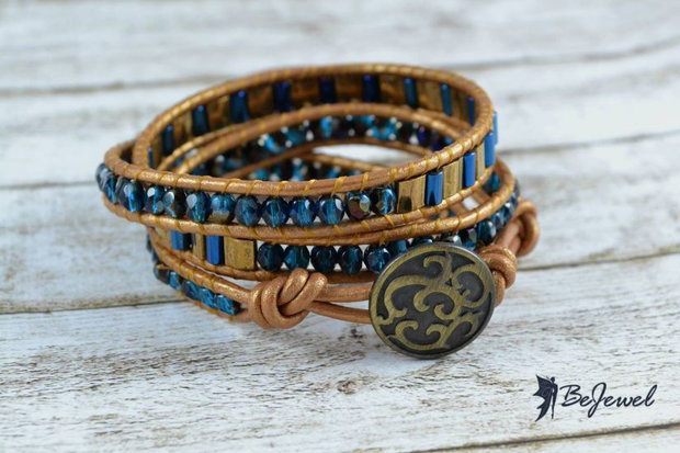 Bratara wrap snur de piele si cristale ''Egypt''