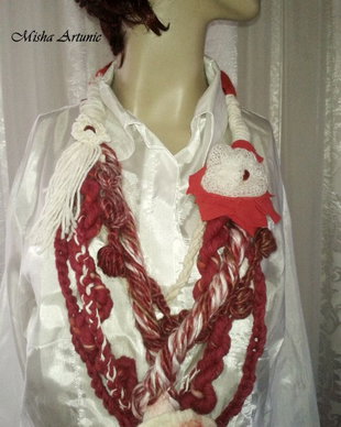 Colier/Guler crosetat, rasucit, bohem, romantic, sabby chic - Craciunita