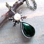 Pandantiv argint fulg de zapada (cristal verde&perla) SNOW