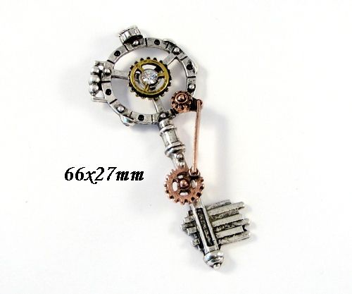 6552 - Pandantiv steampunk, mecanisme ceas, cheie REZERVAT