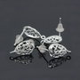 1per Tortite cercei argintate, lacrima stilizata 15x13mm (SPLAK 109)