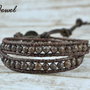 Bratara wrap barbateasc-piele si  semipretioase ''Vintage''