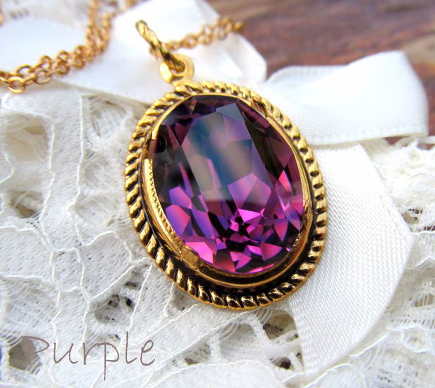 Pandantiv placat cu aur/swarovski Amethyst PURPLE