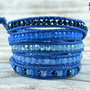 Bratara wrap snur de piele si cristale ''Why so blue?''
