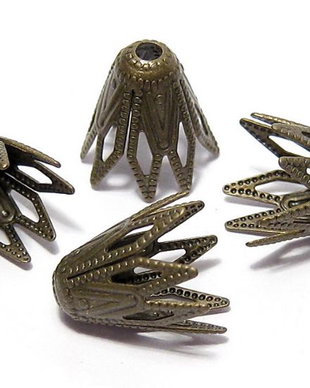 Capacel metalic, antic bronz, 9x9.5 mm
