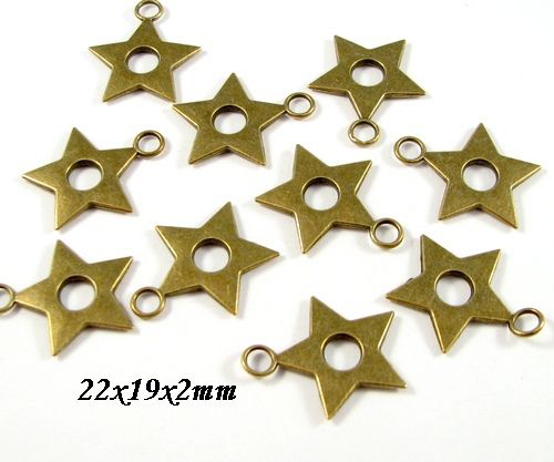 6499 - (10buc) Charms, steluta, aliaj metalic, bronz