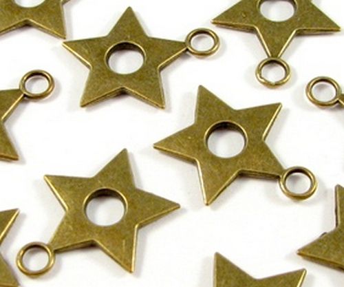 6499 - (10buc) Charms, steluta, aliaj metalic, bronz
