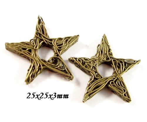 6497 - (4buc) Charms, steluta, sarma aliaj metalic, bronz