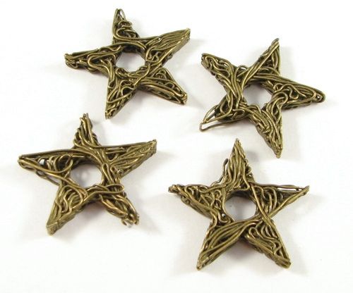 6497 - (4buc) Charms, steluta, sarma aliaj metalic, bronz