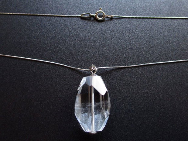 Colier argint cu pandantiv cuart cristal mare "Solitar"