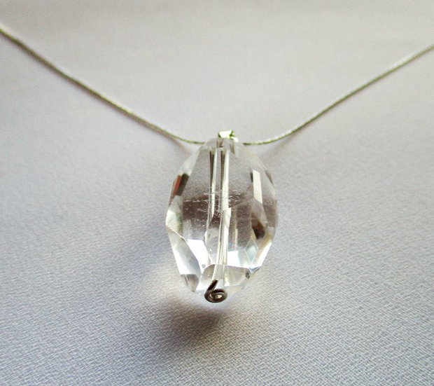 Colier argint cu pandantiv cuart cristal mare "Solitar"
