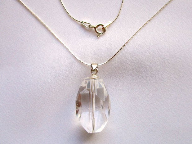 Colier argint cu pandantiv cuart cristal mare "Solitar"