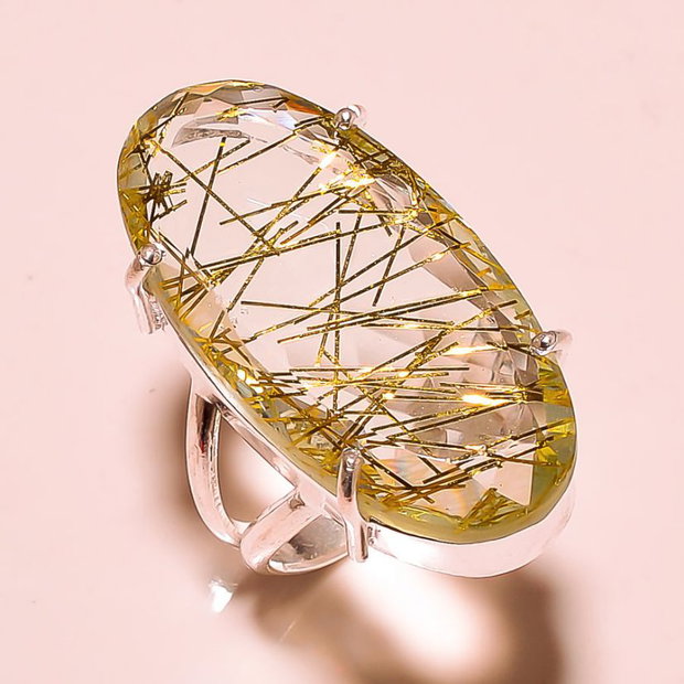 Inel argint si cuart golden rutile