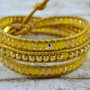Bratara wrap cu snur de piele si cristale ''Sun''