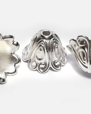 Capacel metalic, argintiu, 15x10 mm