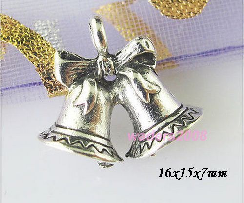 6556 - (2buc) Charms, clopotei, aliaj metalic, argintiu antichizat