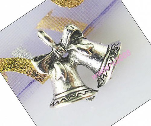 6556 - (2buc) Charms, clopotei, aliaj metalic, argintiu antichizat