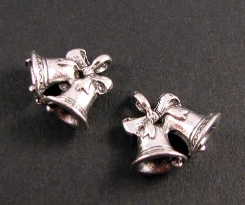 6556 - (2buc) Charms, clopotei, aliaj metalic, argintiu antichizat