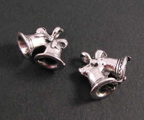 6556 - (2buc) Charms, clopotei, aliaj metalic, argintiu antichizat