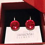 Cercei argint 925 cu piatra Swarovski Rivoli 11mm Light Siam