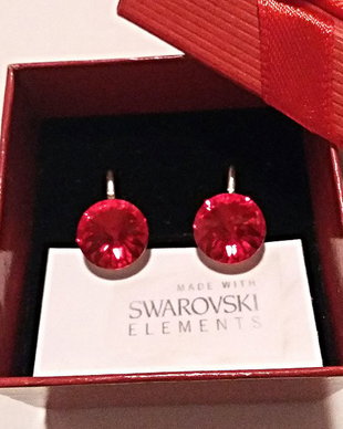 Cercei argint 925 cu piatra Swarovski Rivoli 11mm Light Siam