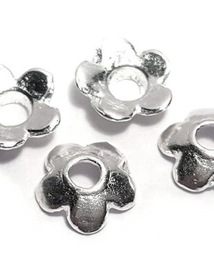 Capacel metalic, argintiu, 6x2 mm - 10 bucati