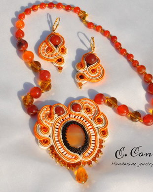 Set colier şi cercei carneol