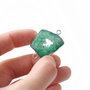 Conector cu quartz druzy teal verzui in rama argintata