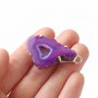 Conector cu agata druzy mov  pastel cu alb laptos in rama argintata