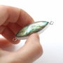 Conector cu labradorit marquise natural flashy - verde galbui - in rama argintata